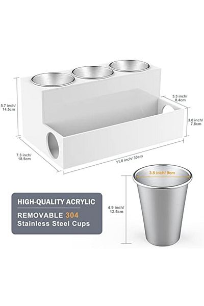 Generic Hair Tool Organizer, White Acrylic Holder For Blow Dryer, Styling Tools, Vanity Storage 1/2
