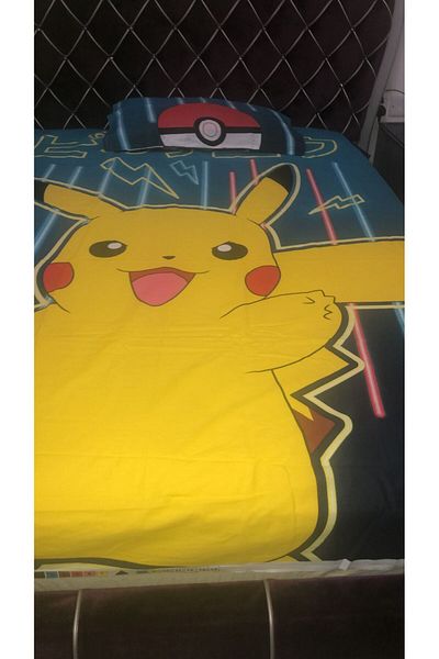 Generic Kids Carton Poke mon Bedsheet Single [ 1 Single Bedsheet + 1 Pillow cover]
