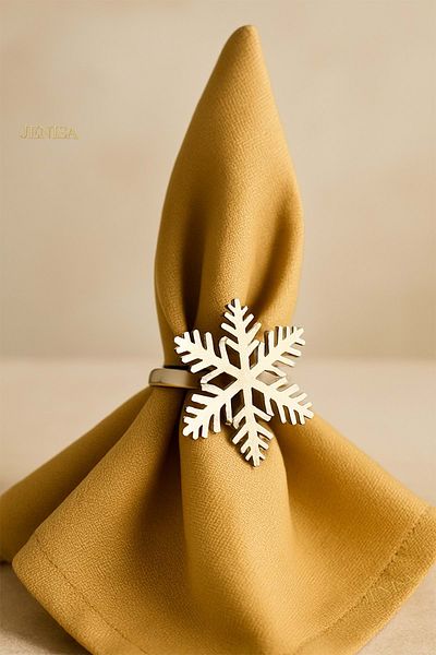 Jenisa Snowflake Model Set of 6 Metal Napkin Holders – Stylish and Elegant Tableware Accessory