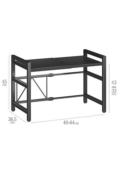 Herum Raft extensibil pentru cuptor cu microunde, multifunctional, Negru, 40-64 x 36,5 x 45 cm