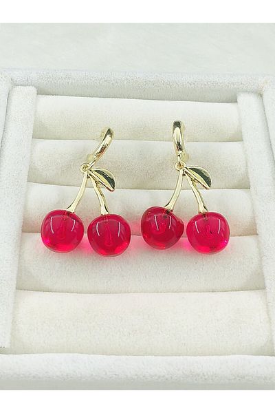 DS DİAMONDSHOP Steel Earrings Cherry Nail Model New Season Byçkp- 202505843