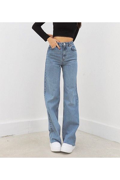 dressmix Sonya Blugi de zăpadă casual pentru femei Blue Snow Loose Lycra Palazzo Jeans Pantaloni-6