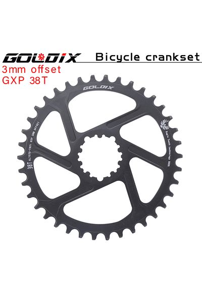 GOLDIX 3mm Offest 38T MTB Bike Chainring for 3 Bolt Ultralight Chainwheel 0mm 3mm 6mm Offset 30T 32T 34T 36