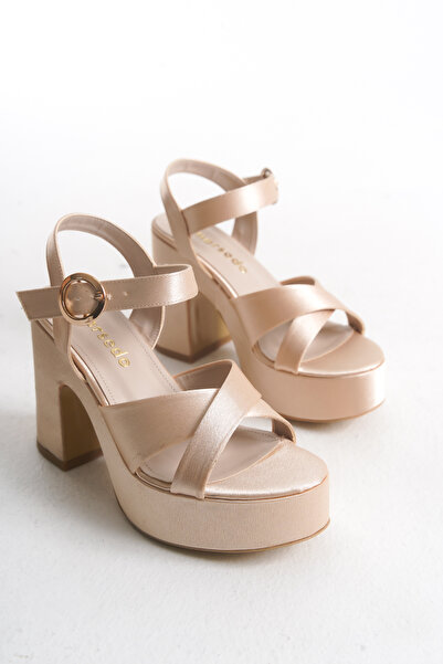 MARSEDO Sandale cu platformă cu bretele de damă bej