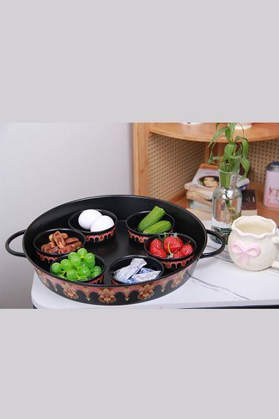 Generic صينية إفطار بغطاء مع زبديات تقديم