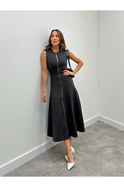 Lady Pixie Women's Zippered Striped Bell Dress