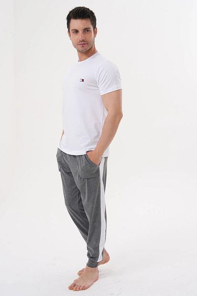 Mecit Pijama Short Sleeve Men's Pajama Set with Cuffs and Pockets