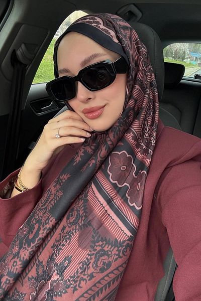 carell Betül'Ün Tercihi Harmony Plum Early Silk Shawl