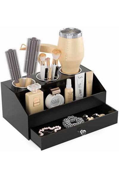 Generic Acrylic Hair Tool Organizer Countertop Storage for Hair Dryer, Curling Iron, Straightener, Brush