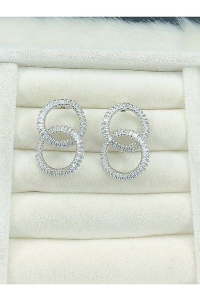 DS DİAMONDSHOP Earrings Zircon Stone Waterway Ring Model New Season Bykp- 202505848
