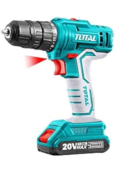 TOTAL Lithium-Ion Cordless Drill 20V / P20s | 3 Mode Setting: Impact, Drilling, Screwdriver TDLI2001