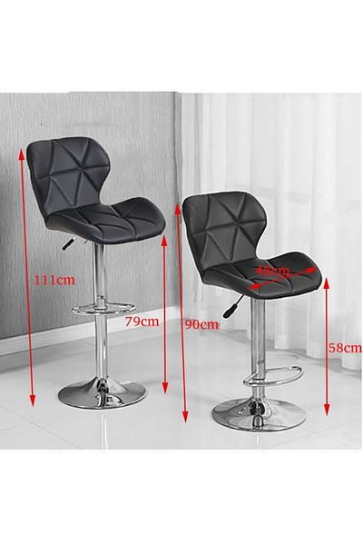 MAPLE HOME DECORATION Maple Home High Bar Chair Counter Stool Leather 360° Rotating Armless Backrest Stainless Steel Legs