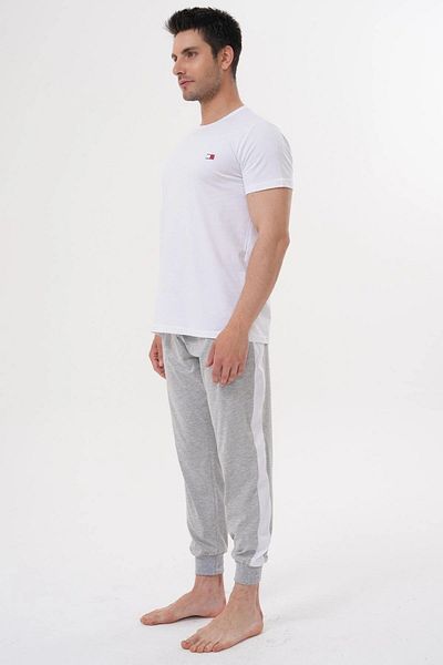 Mecit Pijama Short Sleeve Men's Pajama Set with Cuffs and Pockets