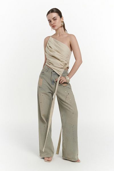 MAİ COLLECTİON Calista δεμένο μπεζ Crop