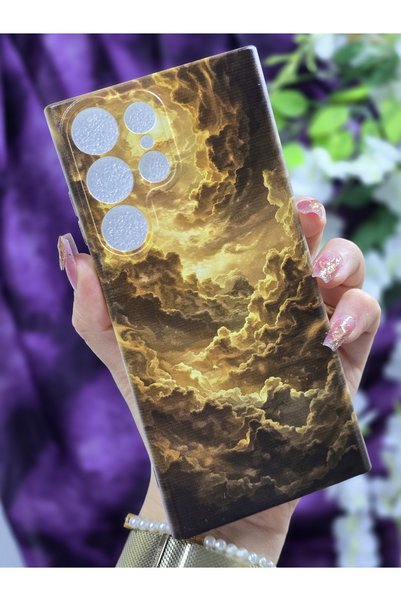 Magic Ring Transparent Phone Case with Clouds Pattern Compatible with Samsung...