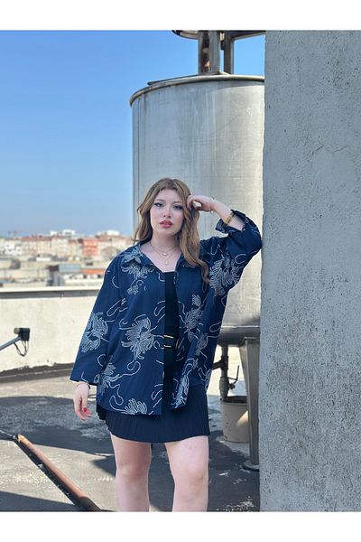 stcococix since 1990 Oversize Shirt Double Pocket Linen Fabric