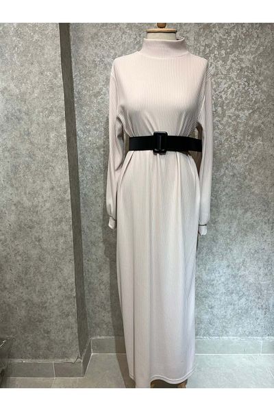 Abacı 25Y16791 Abaci Dress with Tie Belt - Abaci - 25Y16791 - Ecru - m