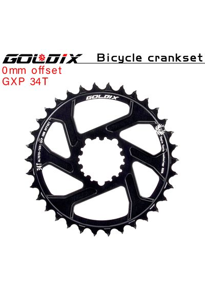 GOLDIX 0mm Offest 34T MTB Bike Chainring for 3 Bolt Ultralight Chainwheel 0mm 3mm 6mm Offset 30T 32T 34T 36