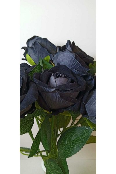 Dekora Çiçek Τεχνητή Μπουκέτο πολυτελείας Special Black Rose 5 Τεμάχια