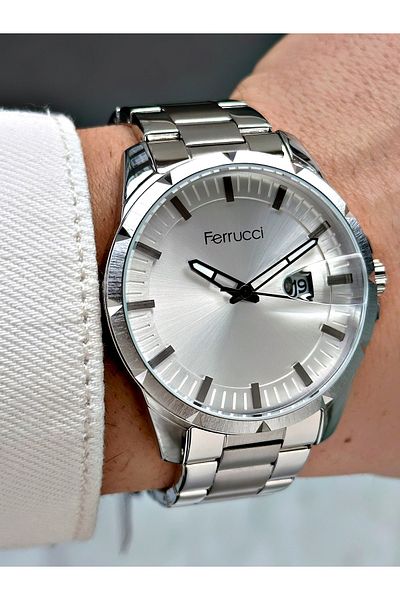 Ferrucci 3 Atm Waterproof Special Design Men's Wrist Watch - Steel Cord and Calendar