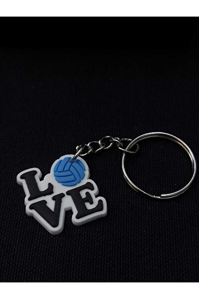 sarıyer silver Μπρελόκ από ατσάλι με μοντέλο μπάλας βόλεϊ με γραμμένη αγάπη γ...