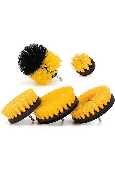 Generic 5-Piece Drill Brush Scrubber Kit – Nylon Cleaning Brushes for Bathroom, Carpet, Car, Tiles & More.