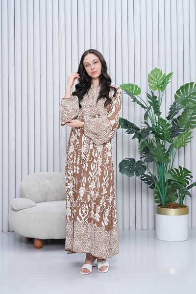 My Blog Stone Ethnic Patterned Large Size Dress - 3001 - 1