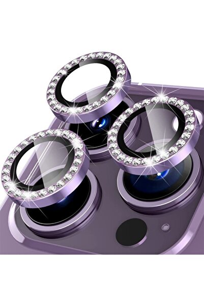 Powerfox iPhone 14 Pro/14 Pro Max Kamera Gerçek Işıldayan Taşlı Lens Koruyucu...