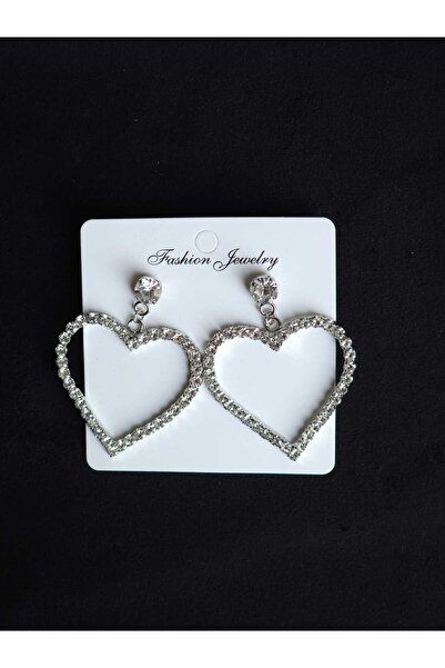 Avcıoğlu Aksesuar أقراط نسائية صف واحد على شكل قلب سوليتير كريستال الزركون حج...