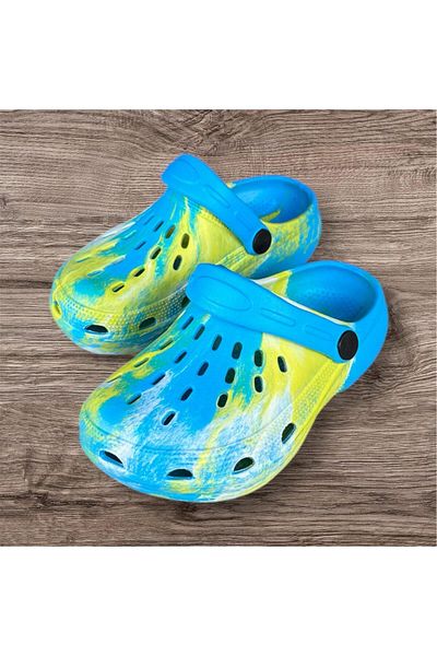 AkınalBella Boy Blue Special Print Soft Sole Soft Closed Front Slippers Sandals