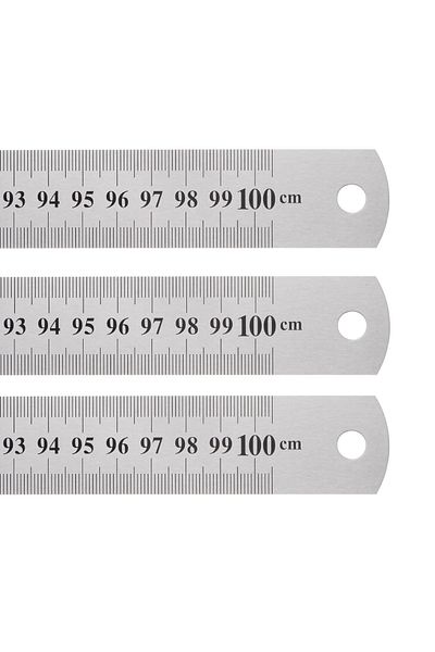 Generic 3 pcs of 100cm Double-Sided Stainless Steel Ruler – Metric with Conversion Table.