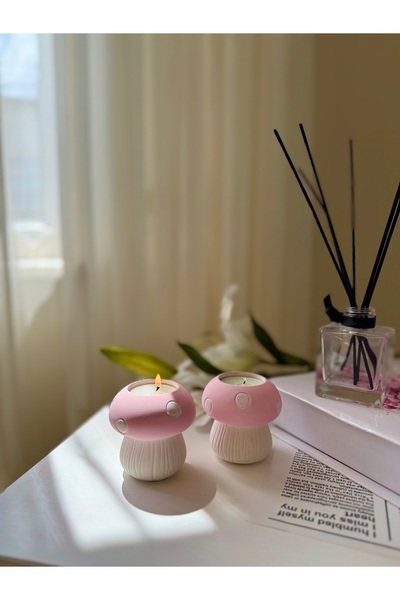 jeliii.co 2’li Pembe Mantar Şamdan