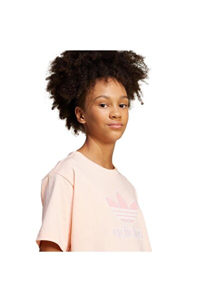 adidas Children's Pink T-Shirt Cropped Tee Jc9138