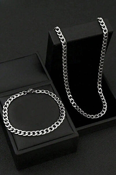 The Collection Paslanmaz Garantili Gurmet Gümüş Çelik Kolye Ve Bileklik Seti