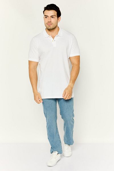 Riders by Lee Men Regular Fit Short Sleeve Plain Polo Shirt, White