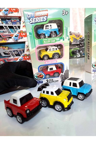 FEN TOYS سيارات نموذج سيارة صغير جمالي شخصية كرتونية سيارة جيب سباق كلاسيكية 22 × 10 سم 3 قطع