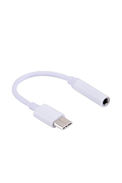 ROSEPREMİUM Type-C To Aux 3.5mm Kulaklık Çevirici Dönüştürücü Adaptör Usb-C Adaptör 1.Kalite Beyaz