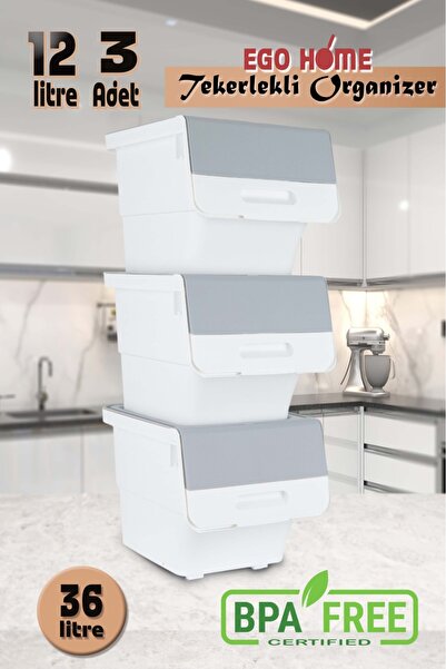 ego home Cutie de jucării și consumabile cu roți Cutie organizatoare pentru jucării și consumabile Cutie organizatoare cu 3 niveluri