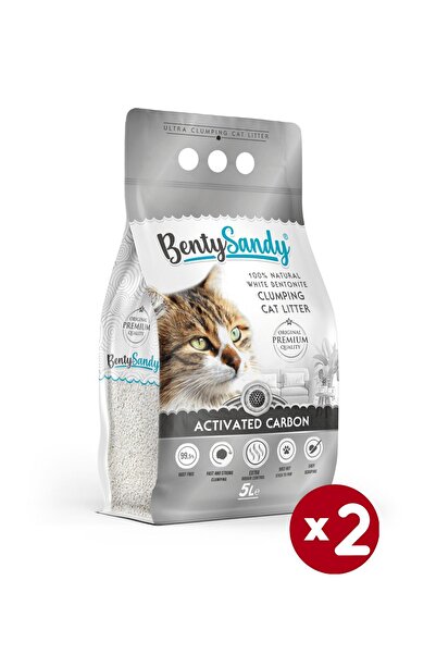 BentySandy Aktif Karbonlu Topaklanan Ince Taneli Kedi Kumu 5lx2