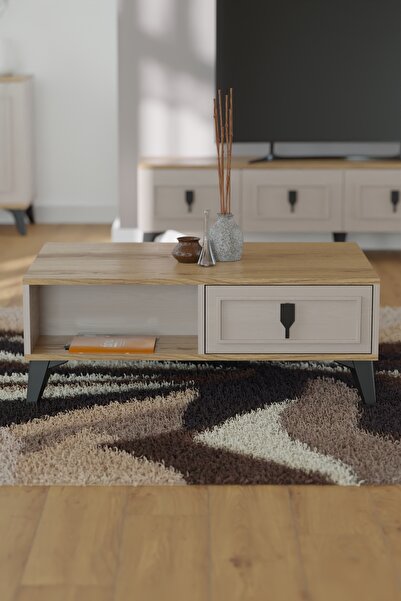 tino furniture Lorne Orta Sehpa Raflı Çekmeceli Dekoratif Modern Kullanışlı