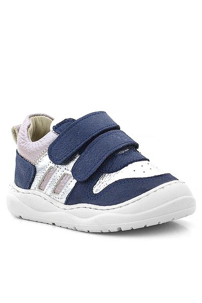 Rakerplus Schaggy Genuine Leather Silvery Navy Blue Silver Baby Sports Shoes