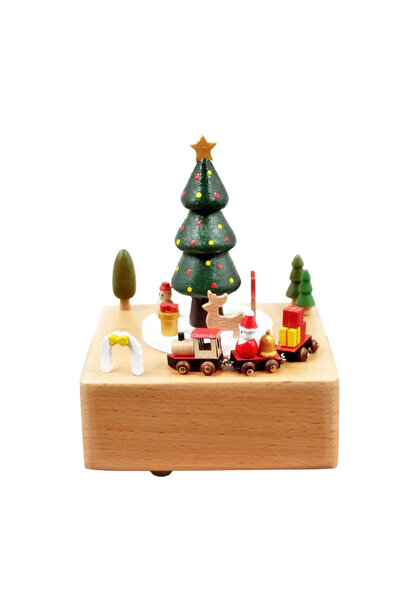 Choice صندوق موسيقى دائري على شكل شجرة عيد الميلاد، زينة عيد الميلاد الخشبية،...