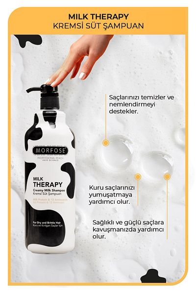 Morfose Milk Therapy Shampoo 1000 ml 2 Pieces - Moisturizing and Soft Hair