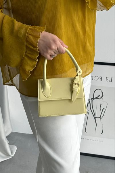 LEONAS Women's Hand and Shoulder Bag with Side Belt Detail Janice Yellow