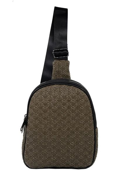 gio&mi Gio & Mi Alessi Women's Knitted Model Khaki Cross Adjustable Two Compartment Chest Bag