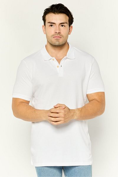 Riders by Lee Men Regular Fit Short Sleeve Plain Polo Shirt, White