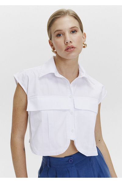 FK PYNAPPEL Large Pocket Detailed Crop Shirt
