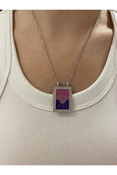 Fiamoss الصلب الزركون حجر القلب قلادة لوحة