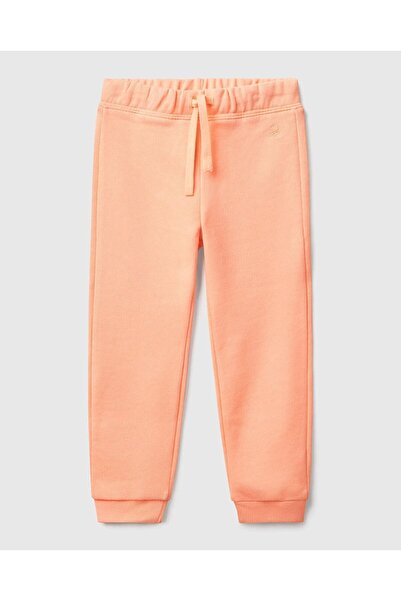 United Colors of Benetton Girl's Aqua Green Logo Embroidered Sweatpants