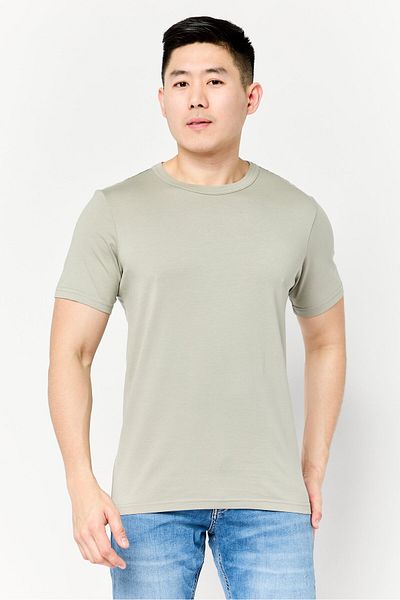 Dockers Men Crew Neck Short Sleeves Plain T-shirt, Sage Green